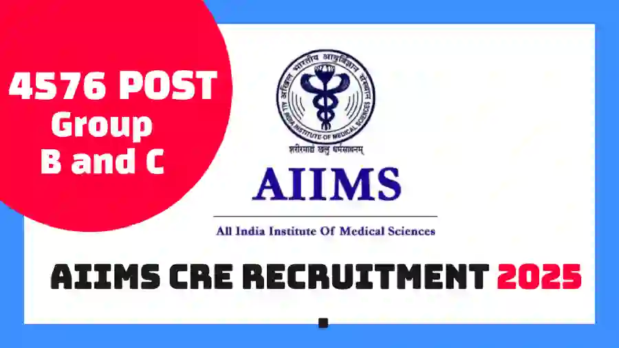 AIIMS CRE Recruitment 2025 official announcement with 4576 Group B and C posts.